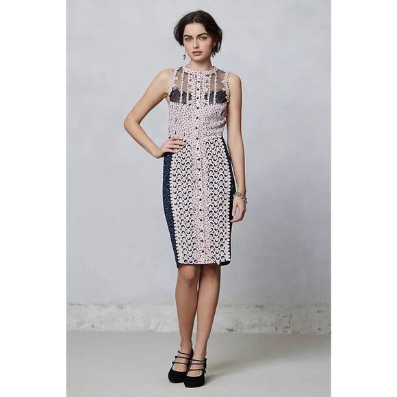Anthropologie Beguile by Byron Lars Women’s Size 0 Petite Lasercut Sheath Dress - Picture 1 of 9